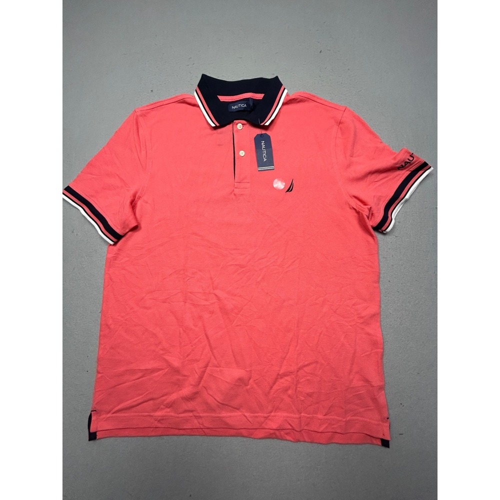 Nautica Polo Shirt Cotton Blend Pink Teaberry Large Mens